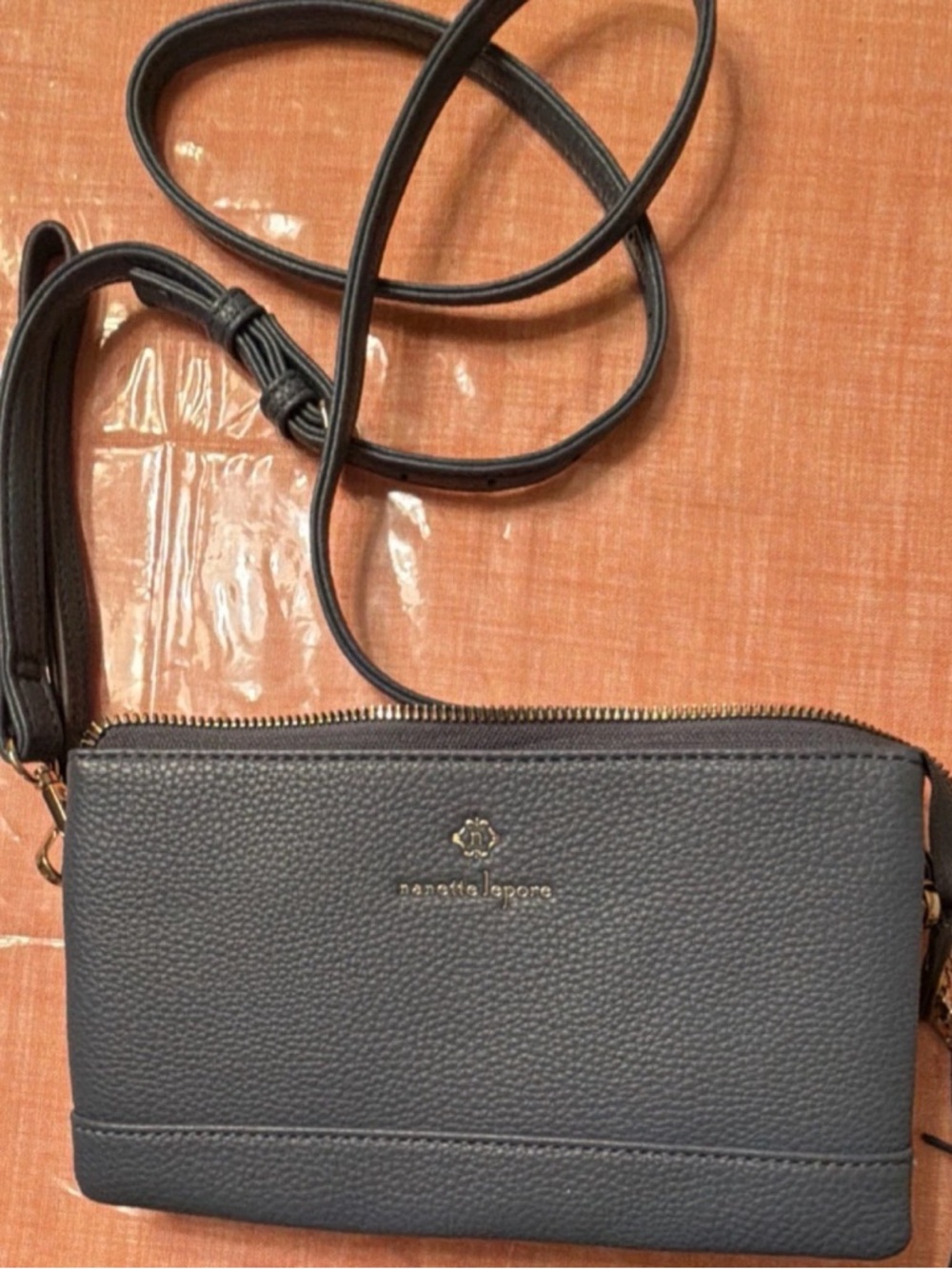 Nanette Lepore Charcoal Pebbled Crossbody Bag